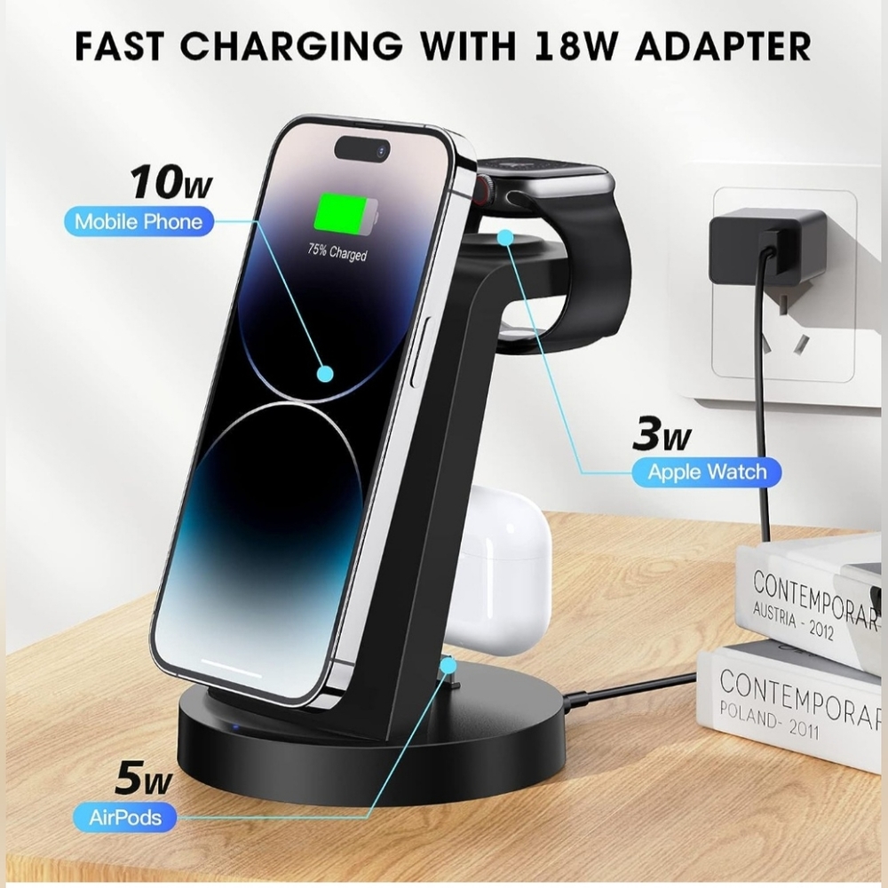 3 in 1 Charging Station for iPhone, Wireless Charger for iPhone 15 14 13 12 11